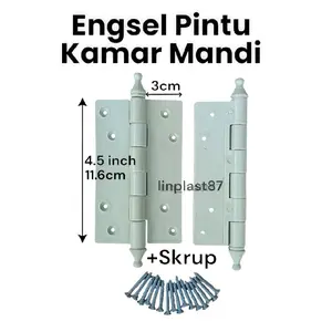 Engsel Plastik PVC Eco Ukuran Panjang 4.5 Inch untuk Pintu Kamar Mandi Standar Murah