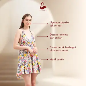 Mini Dres Luna Piyama Wanita Rayon Premium Motif Bunga Pohon Santai Nyaman Bahan Adem Lembut Dan Dingin Ideal Untuk Keseharian