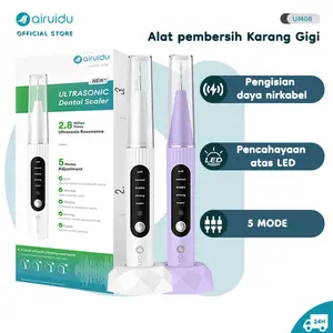Airuidu M08/09 alat pembersih karang gigi&Sikat Gigi ElektrikPembersihan kerak ultrasonik Sakelar sentuh Pengisian dayanirkabel Menghilangkan plak dan karang gigi Dilengkapidengan lampu LED