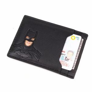 Cartera de cuero auténtico Batman con portatarjetas, diseño ultrafino, estilo máscara facial del superhéroe, regalo para adolescentes, novio o esposo