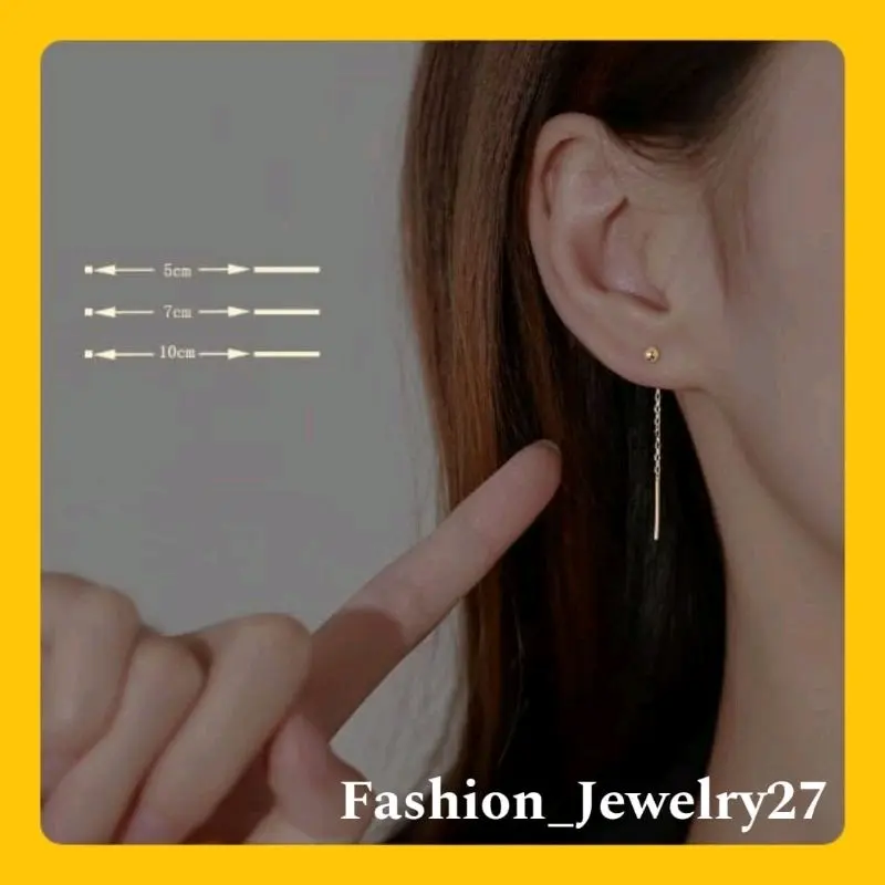 new anting jurai wanita titanium panjang 5 cm 7 cm dan 10 cm boba polos anti karat 4