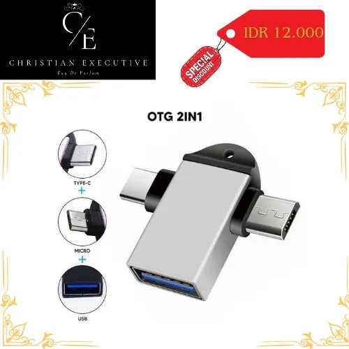 OTG adapter 3in1 usb micro type c metalic multifungsi konektor charging data