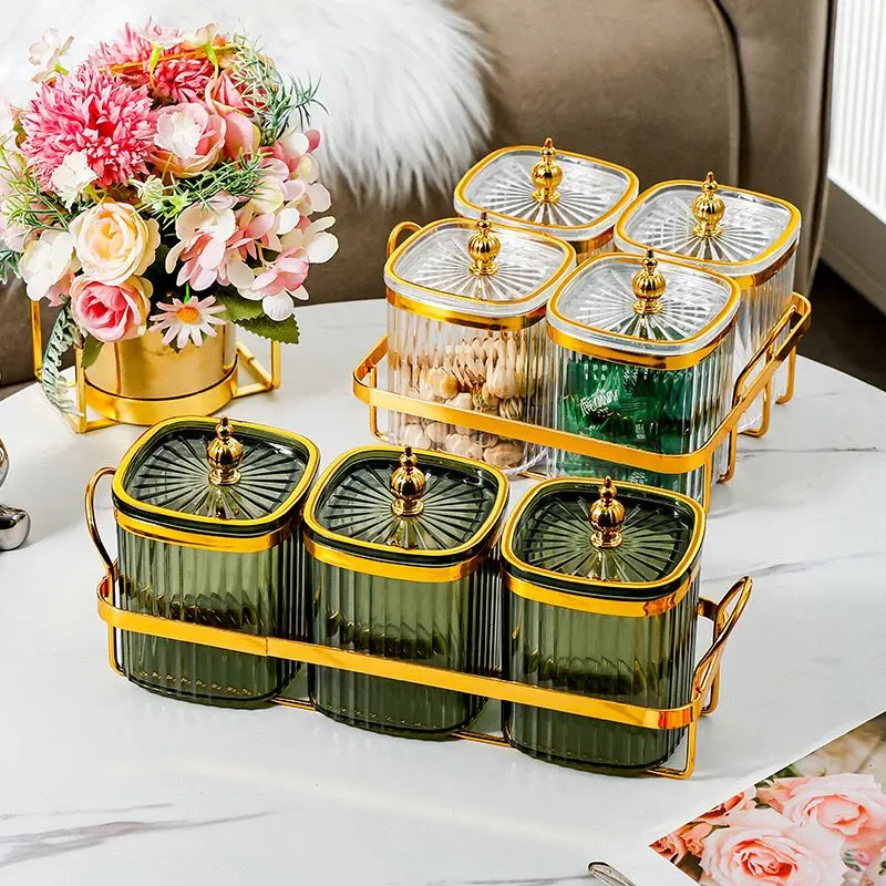 [MS] Toples Permen Toples Kue Toples Bumbu Toples Serbaguna dengan Tatakan Gold Besi 3