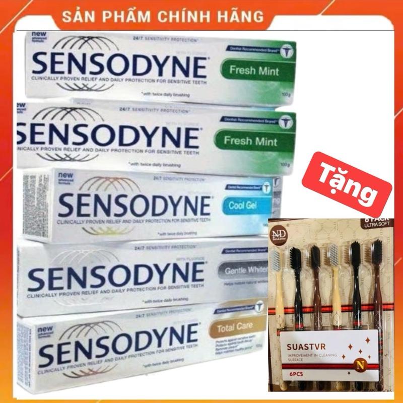  Mua 5 Tặng 6 Kem đánh răng SENSODYNE Tặng 6 bàn chải đánh răng.Kem đánh răng trắng răng nước súc miệng 