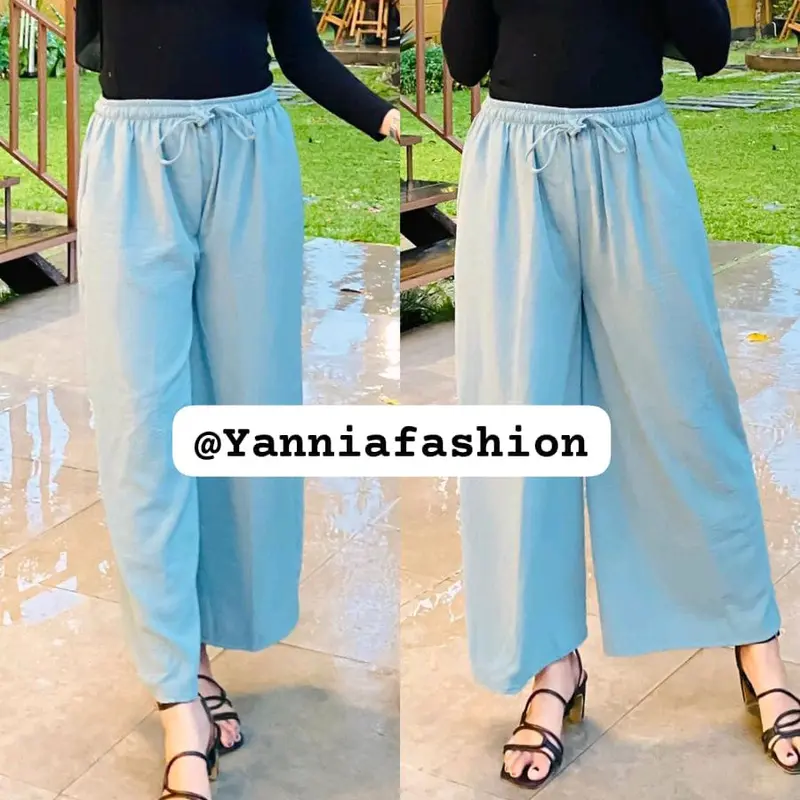 Celana Crinkle Jumbo Serut Wanita - Kulot Airflow Tali Serut - Karet 1