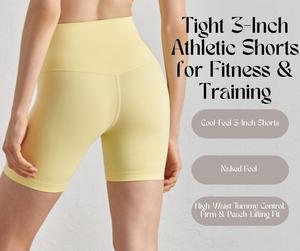 Naked-Feel Summer No-T Yoga Shorts  – High-Waist, Tummy Control, Peach-Lift Fit | Tight 3-Inch Athletic Shorts for Fitness & Training [YA3]