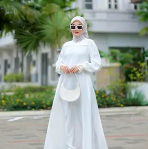 gamis Darby/ dnl ruxury putih tangan renda