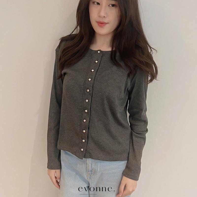 EVONNE JiWonTop - Atasan Wanita Long Sleeve - Baju Lengan Panjang Wanita Knit Top Blouse  Soft Knitwear Lembut Tangan outer blouse bajuk ekin 2