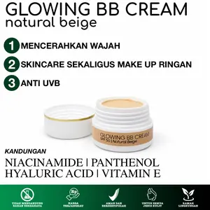 GLOWING FOUNDATION BB 10gr ORIGINAL DAY FOUNDATION SKINCARE TOUCH UP CREAM Niacinamide Arbutin BB Cream Asli Foundation Sehari-hari SPF 50 Natural Beige