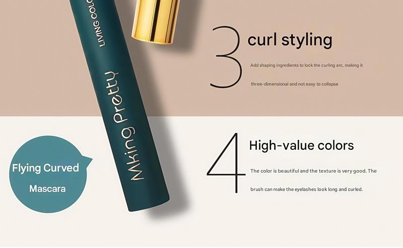 Product Introduction of Curl, slim, long and fixed makeup, small tube mascara, waterproof big eye makeup mascara, four colors available, 3D eye makeup effect 4