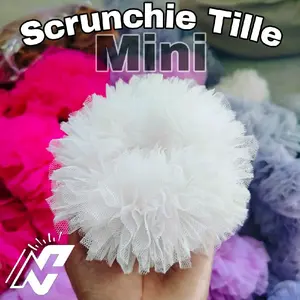 CEPOL MINI SCRUNCHIE IKAT RAMBUT BAHAN TELLE MULTI LEMBUT Wanita Orange badak