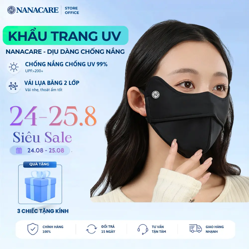 Khẩu Trang Chống Tia UV Nanacare 2 lớp , Khẩu Trang Chông Nắng Phù Hợp cho Cả Nam Và Nữ Phụ Kiện. khautrang
