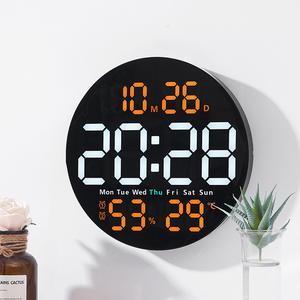 10インチ大型スクリーン壁時計、シンプルスタイルのリビングルーム時計、温度・湿度表示付き、リモコン操作、親への理想的なギフト
