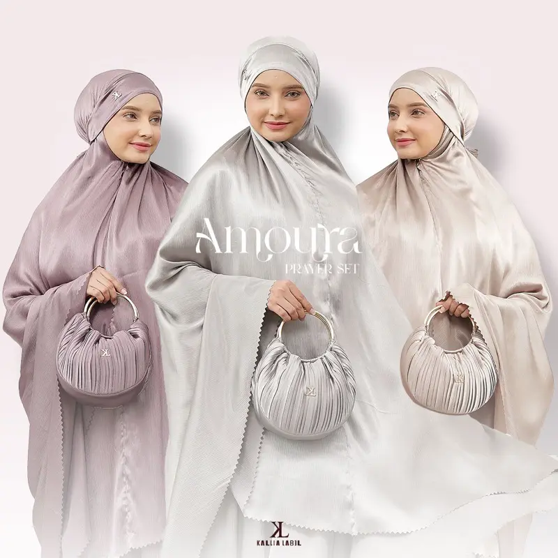 PROMO RAMADHAN/ Amoura Prayer Set | Mukena Premium by Kallia | Packaging with box Atasan Bawahan