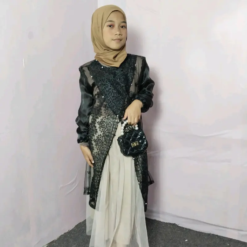Tunik Couple Hananque Ibu dan Anak Usia 1-13 Tahun dengan Brokat Kondangan Full Payet Mix Organza Bridesmaid untuk Pasangan Wanita Wanita Keluarga Motif 3