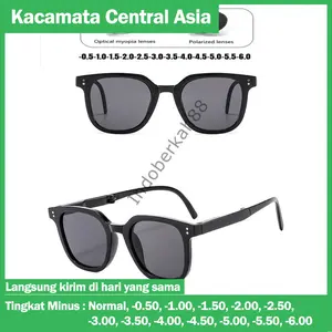 Kacamata Hitam Minus -1,-2,-3,-4,-5,-6 Fashion Korea Retro Anti Blue Light anti Radiasi Model untuk Pria dan Wanita XH Hitam Minus 3 Sunglasses