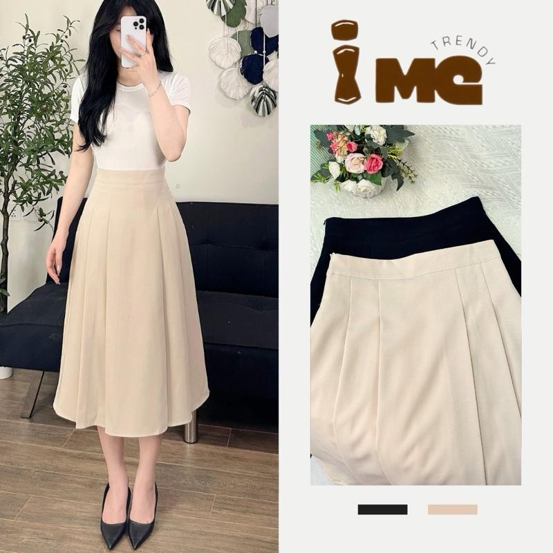 Chân Váy Midi Xếp Ly Dáng Dài Có TÚI BÊN HÔNG Hách Eo Hách Dáng - i Me Trendy