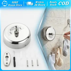 Jemuran Tali 2.8M Stainless Silver Model Bulat Nylon Untuk Kamar Mandi Balkon Dapur Praktis