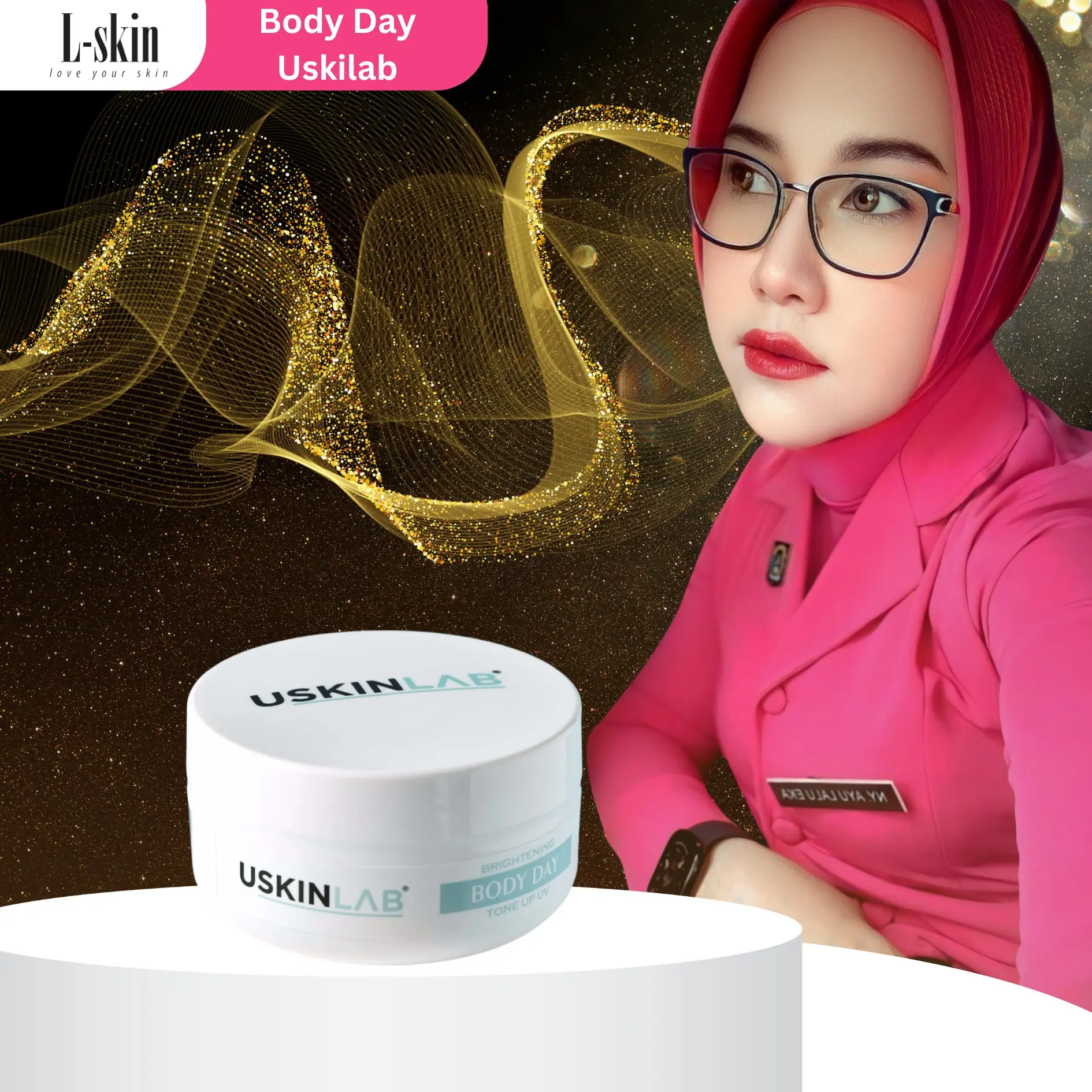 USKINLAB Body Day Cream Tone Up UV Brightening - Krim Siang Badan Ampuh Mencerahkan Warna Kulit Tubuh Tangan dan Kaki