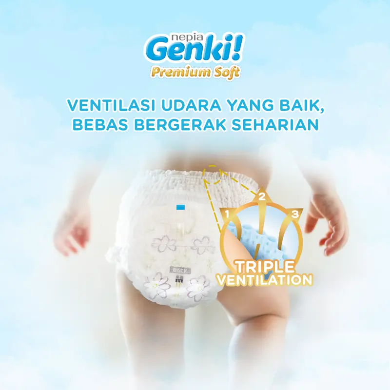 Nepia Genki Diapers Premium Soft Tape / Popok Bayi Perekat [0-5 kg] Ukuran NB44 - Single Pack 3