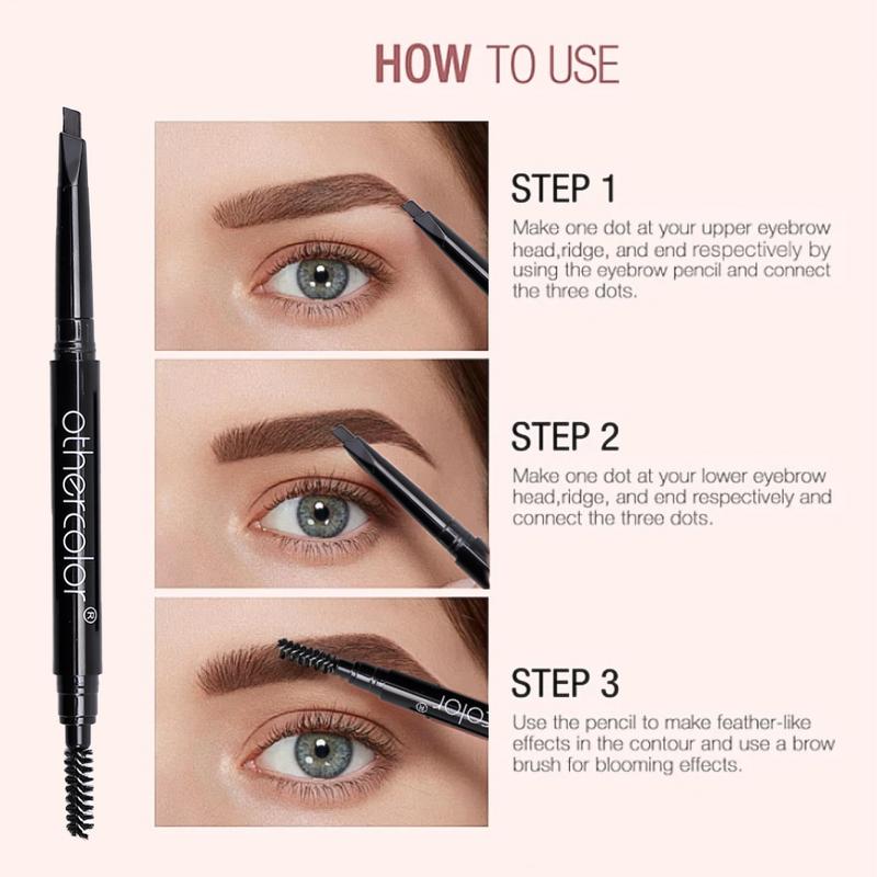 Product Introduction of Double End Eyebrow Pencil Triangle Tip with Brush Waterproof Eyebrow Pencil Natural Long Lasting Waterproof Eyebrow Pencil Makeup Tool 16