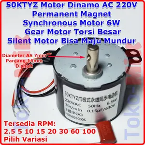 50ktyz motor dinamo ac 220v permanent magnet synchronous motor 6w gear box gearbox gear motor torsi besar silent motor bisa maju mundur