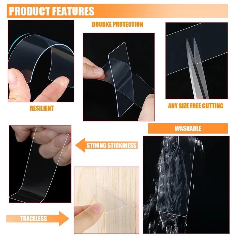 Product Introduction of Traceless Self-adhesive Transparent Magic Tape Waterproof Strong Adhesive PVC Double Sided Wall Sticker 26
