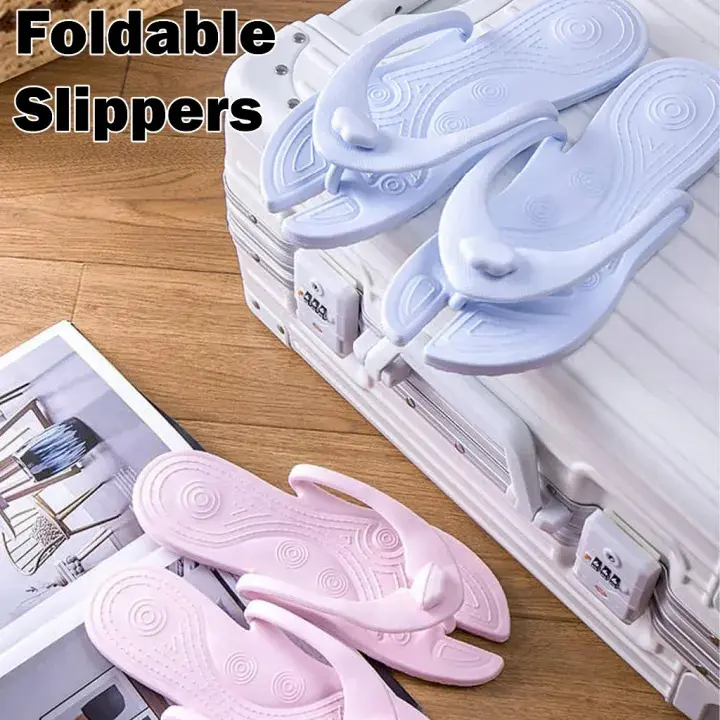 Portable Foldable Travel Slippers for Men & Women - Lightweight Non-Slip Bathroom Shoes for Home, Hotel & Outdoor Use - Detachable Couples Sandals for Summer Comfort - Ideal for Travel, Kitchen & Daily Wear