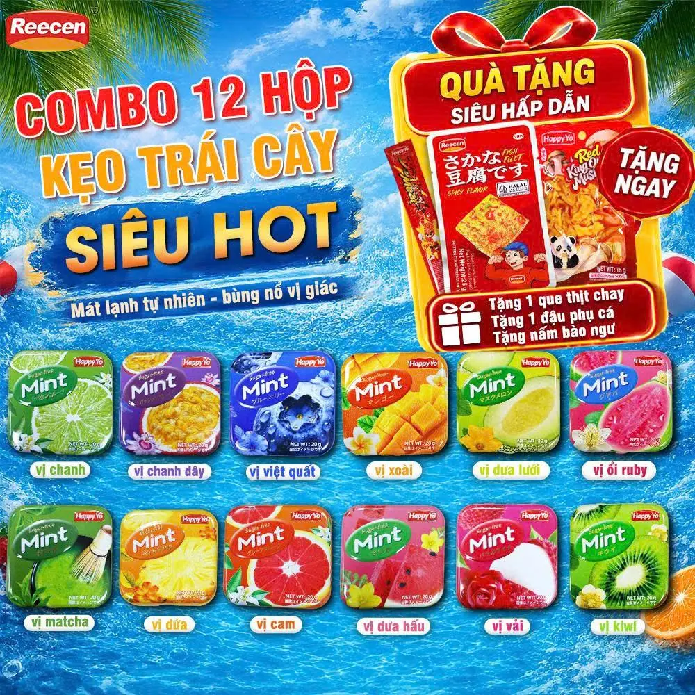 Kẹo ngậm thơm miệng , kẹo trái cây bạc hà mát lạnh