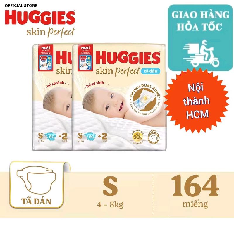   Combo 2 goi  Huggies Tã Dán Sơ Sinh Size S80  s54 Miếng Tã Dán Cho Bé Sơ Sinh 4 Đến 8 Kg Thấm Hút 7 Ly Chất Lỏng Chống Tràn Hiệu Quả 