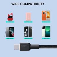 Gambar AUKEY Kabel Charger USB A To C Fast Charging 60W Braided Nylon 1.8M iPhone Samsung Laptop CB-NAC2 - Black dari Aukey Shop Bandung Kota Bandung 3 Tokopedia