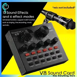 [VES] SoundCard V8 (Bahan Besi) Recording dan Broadcasting Sound Effect Singing Streaming