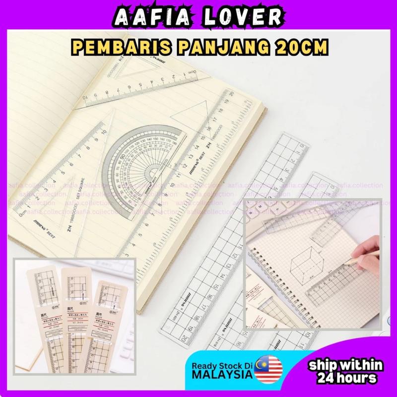 20cm Muji Style Transparent Straight Ruler Student Drawing School ...