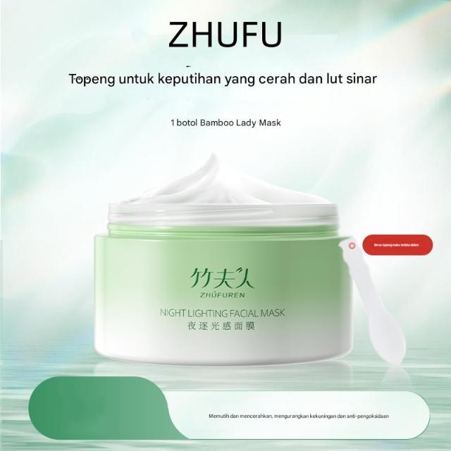 ZHUFU Masker Mencerahkan Atas Otot Memutihkan Kuning Antioksiden Memenangkan Aplikasi Masker Bamboo Lady Mask Night Lighting Facial Mask