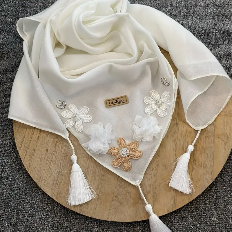 JILBAB SEGIEMPAT ZAHRA BAHAN VOAL TASSEL BUNGA Muslim Square
