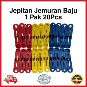 Isi 20 Jepitan Baju Warna-warni Jepitan Jemuran Baju Jepit Jemuran untuk Pengeringan Pakaian Murah 1 Pak 20Pcs Original Best Price