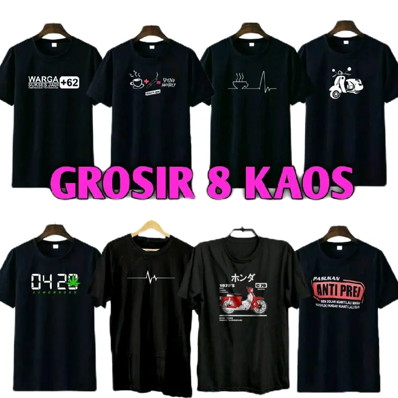 paket kaos hitam motif simple random / kaos sindiran /kaos hitam/ kaos pria wanita / kaos distro Baju pendek nyaman 0