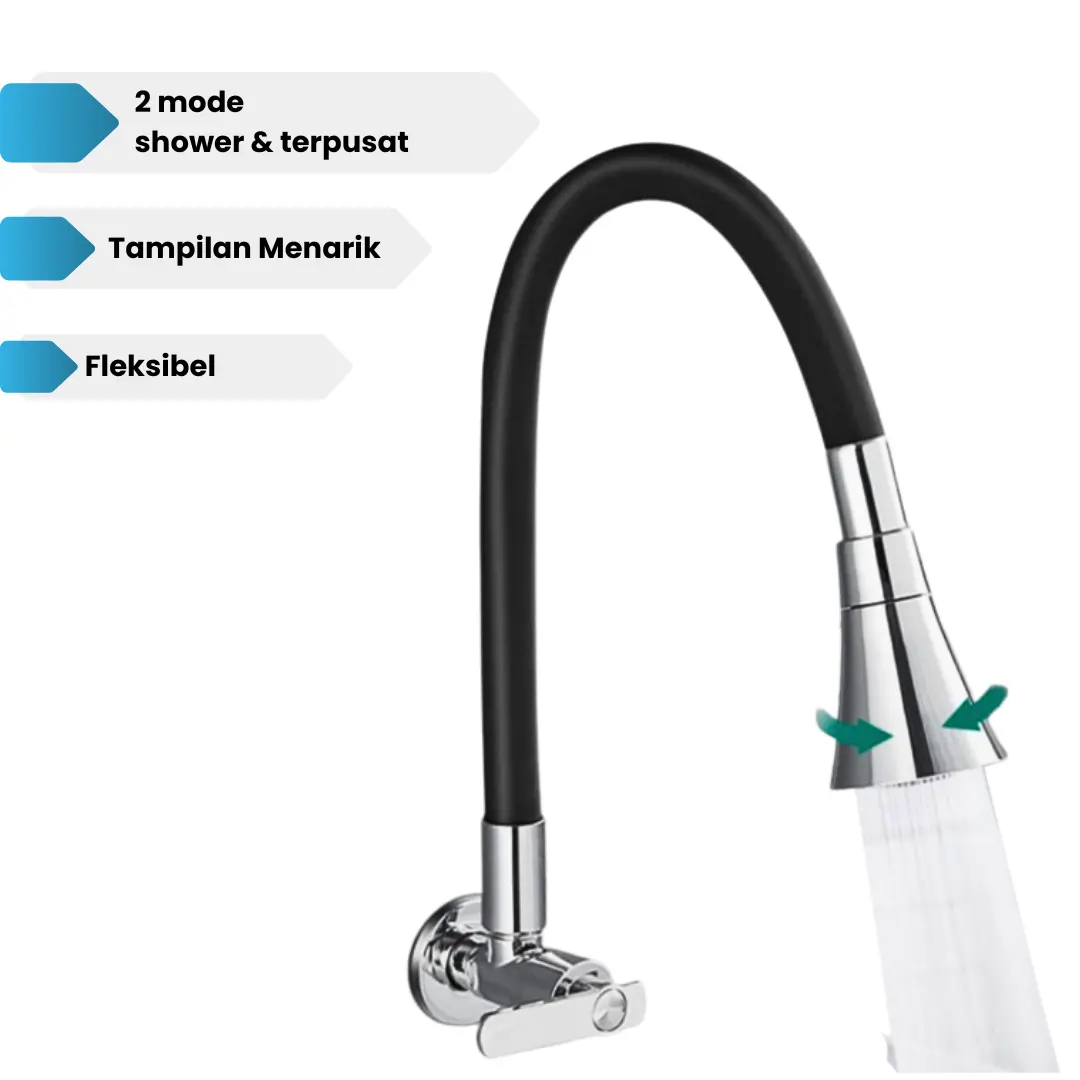 Kran Dapur Fleksibel Keran Angsa Wastafel Faucet Tap Flexible Kran Terompet 2 in 1 kran  elastis