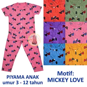 Baju Tidur Anak Perempuan Kaos Lokal Piyama Full Kancing Adem Untuk 3-12 Tahun