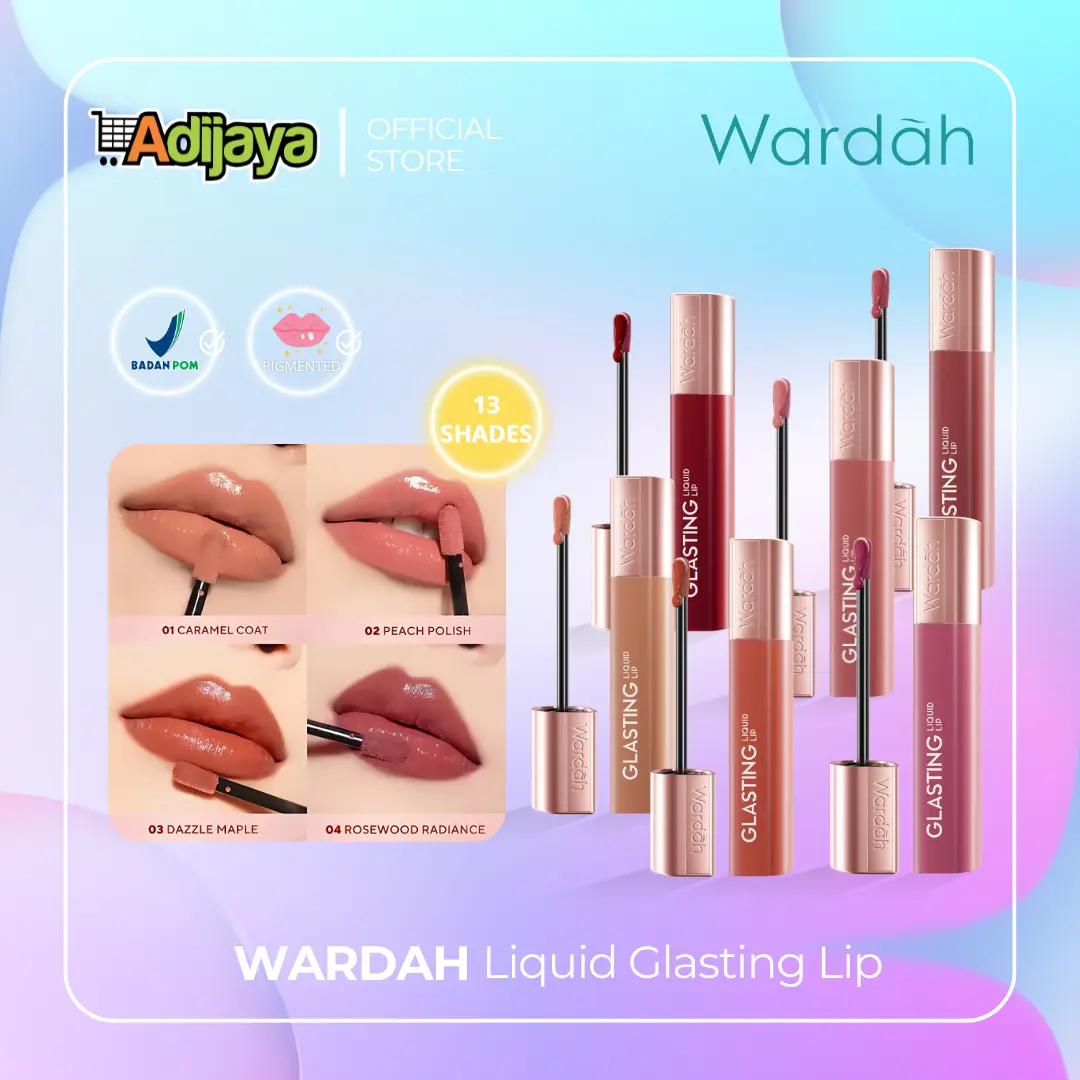 NEW! Wardah Glasting Liquid Lip - Hi-Pigmented Glass Color, Ringan, Tidak Lengket, Transferproof