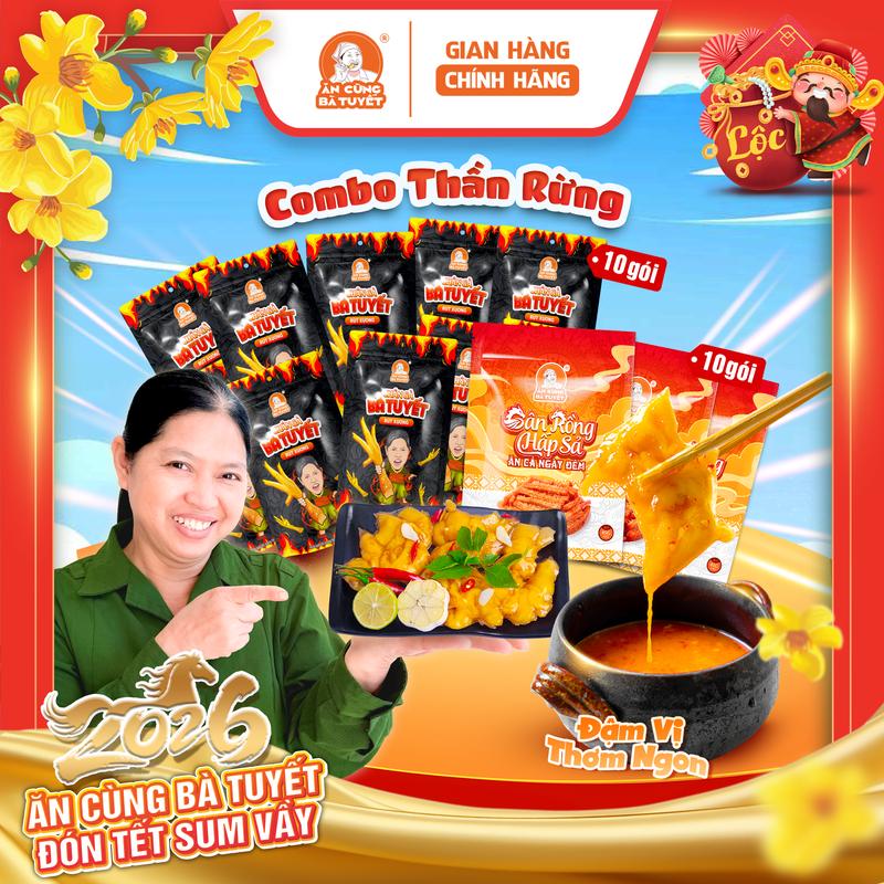   Tặng 4 gói bim bim  Combo THẦN RỪNG: 10 gói gân rồng + 10 chân gà rút xương - ĂN CÙNG BÀ TUYẾT M36 