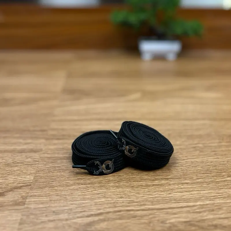Tali Gemuk Quiferstep - Tali sepatu gemuk hitam polos/berlogo 2 cm - Tali sepatu gemuk/jumbo terlaris 1