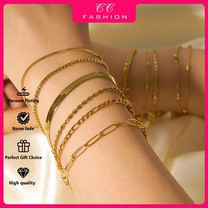 Fashionable and minimalist titanium steel bracelet, versatile stainless steel bracelet, non fading female bracelet round jade pendant necklace part chinese blades rosary heart locket agueb sleepy bunny career satanic matching buena fortuna poison tree