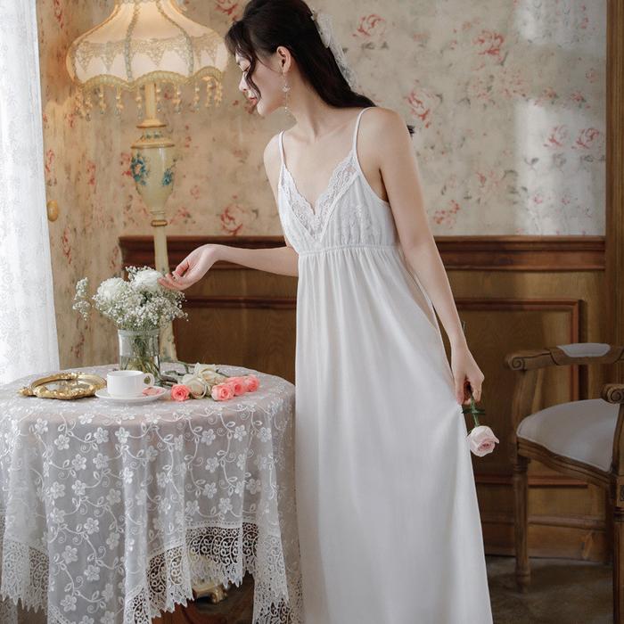 ワンピース FUMIKA_UCHIDA vintage night dress Jual Cotton Sleeveless Long Night Dress Women Summer Fairy y Lace