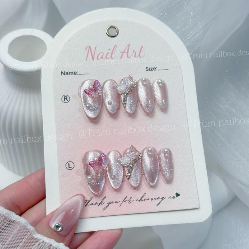   T32  Nailbox Thiết Kế Thạch Hồng Baby Mix Mắt Mèo Kim Cương Siêu Sáng Da Tay - Sản Phẩm Thủ Công 