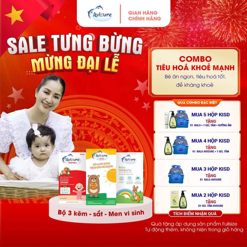 (Tích điểm nhận quà )  Lọ Avisure Safoli 20ml, Avisure Zio lọ 20ml, Avisure Probiotic lọ 20ml hỗ trợ bổ sung sắt, kẽm Zio và men vi sinh cho bé