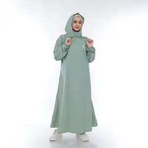 EL-HALWA Jas Hujan Gamis Wanita Syar'i dengan Hoodie Desain Modern Tahan Air Kuat Elastis Murah dan Praktis Bahan PVC Premium Anti Rembes jashu jansyari