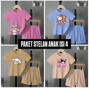 PAKET SETELAN ANAK ISI 4 UMUR 3-13 TAHUN BAJU HARIAN ANAK PEREMPUAN & LAKI LAKI MOTIF & WARNA BERBEDA FASHION KUALITAS TINGGI