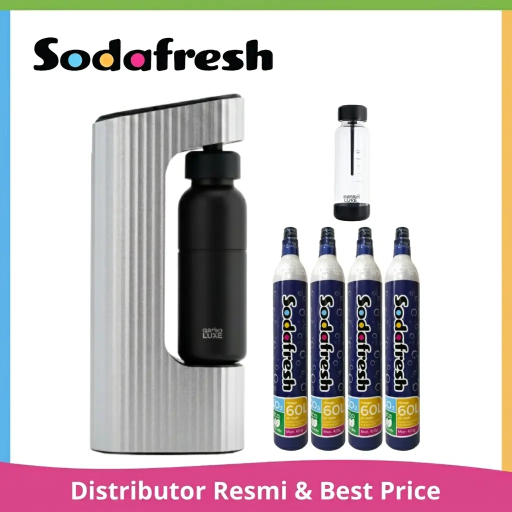 qarbo LUXE Pro Set with Stainless Steel Bottle (Silver) by Sodafresh