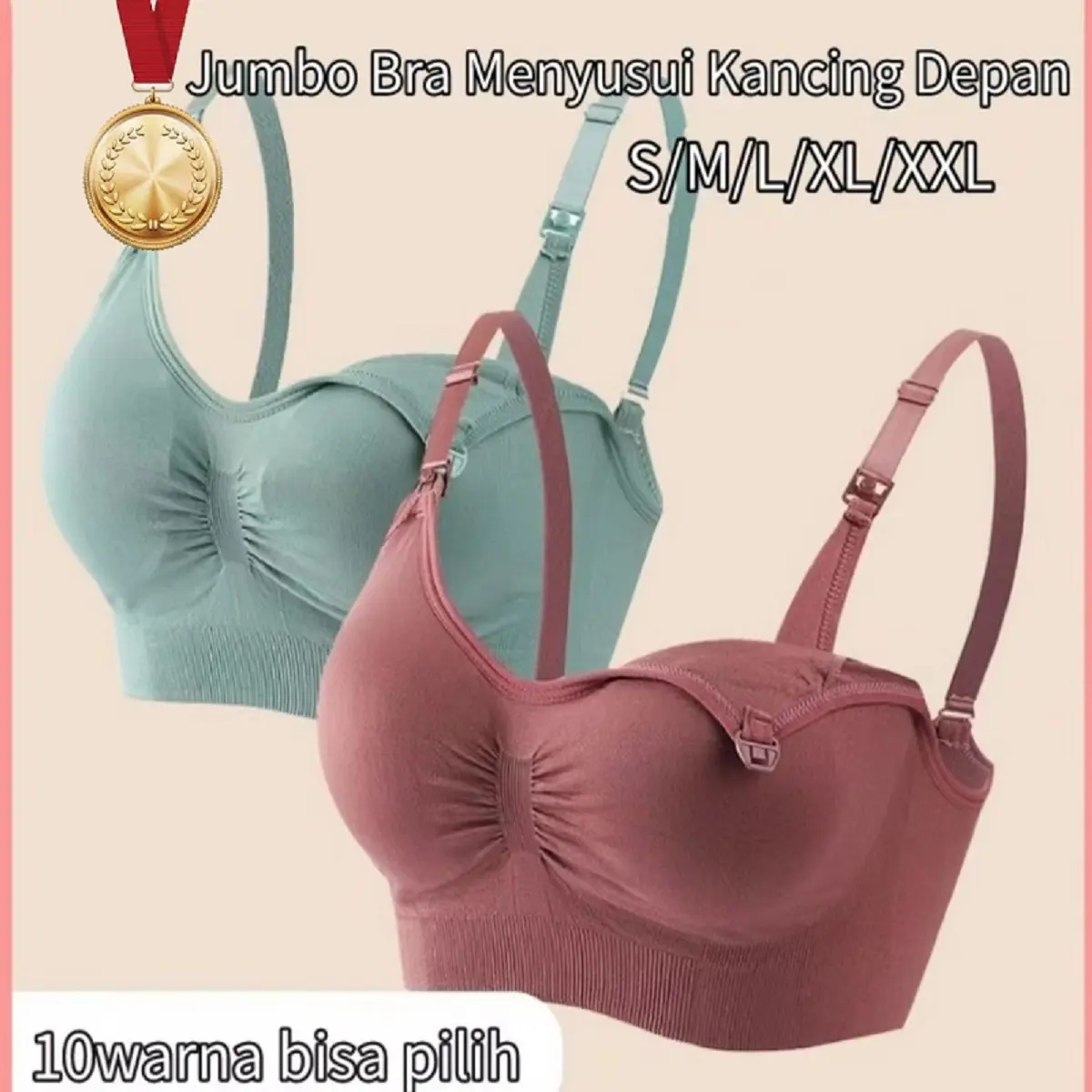 Menyusui tanpa kawat seamless Bra Wanita ibu hamil Cup besar jumbo Nursing Bra Premium Busa Sedang maternity bra Kait 3 breastfeeding bra Push up Kancing Depan bra 937 Busui